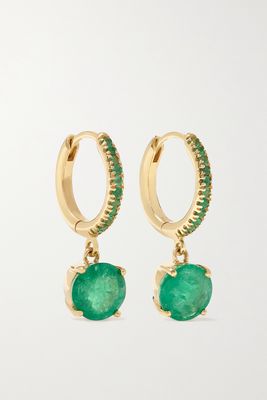 Ileana Makri - Grass Seed 18-karat Gold Emerald Hoop Earrings - one size