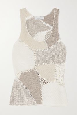 Gabriela Hearst - Sara Crochet-trimmed Patchwork Wool And Cashmere-blend Tank - Ivory
