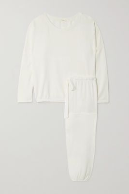 Eberjey - Softest Stretch-modal Cropped Top And Track Pants Set - White