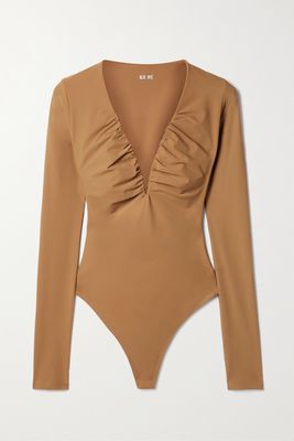 Alix NYC - Chrystie Ruched Stretch-jersey Thong Bodysuit - Brown