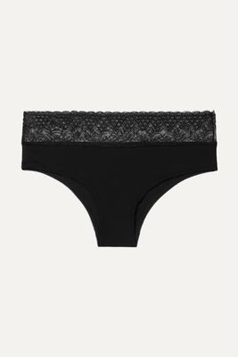 SIX - Florence Lace-trimmed Stretch-cotton Maternity Briefs - Black