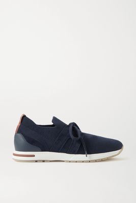 Loro Piana - Flexy Lady Wool, Leather And Suede Sneakers - Blue