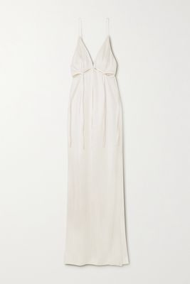 Galvan - Ellipse Cutout Satin-trimmed Jersey Gown - White