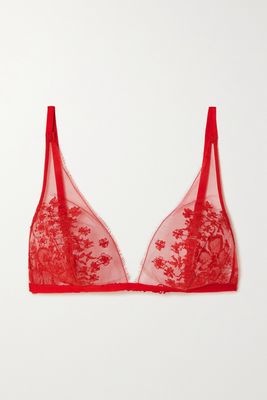 Carine Gilson - Silk-lace Soft-cup Triangle Bra - Red