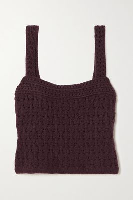 Vince - Cropped Crochet-knit Wool And Cashmere-blend Camisole - Purple