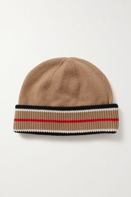 Burberry - Reversible Striped Cashmere And Cotton-blend Beanie - Black