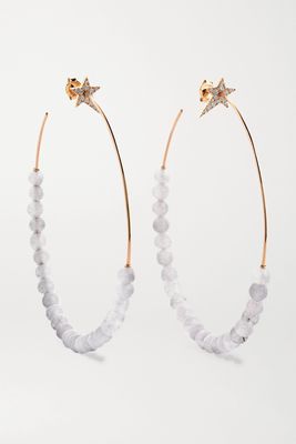Diane Kordas - Star 18-karat Rose Gold, Quartz And Diamond Hoop Earrings - one size