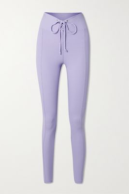 Year of Ours - Football Lace-up Ribbed Stretch Leggings - Purple