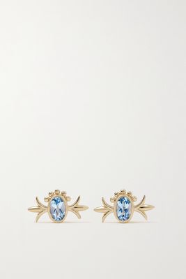 Marlo Laz - Squash Blossom 14-karat Gold Aquamarine Earrings - one size