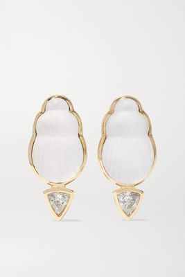 Lito - Bianca 14-karat Gold, Mother-of-pearl And Diamond Earrings - one size