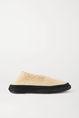 The Row - Fairy Grosgrain And Suede-trimmed Cashmere Slippers - Cream