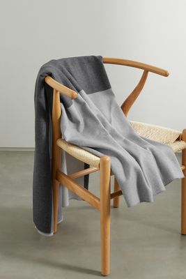 Johnstons of Elgin - Color-block Merino Wool Throw - Gray