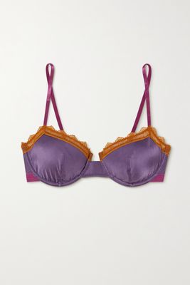Dora Larsen - Aralie Recycled Stretch-jersey And Lace Underwired Bra - Purple