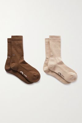 SOCKSSS - Set Of Two Intarsia Stretch Organic Cotton-blend Socks - Brown