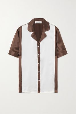 Maison Essentiele - Two-tone Silk-charmeuse Pajama Shirt - Brown