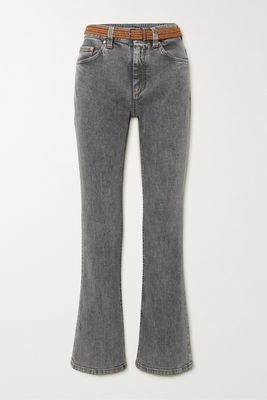 Brunello Cucinelli - Belted High-rise Slim-leg Jeans - Gray