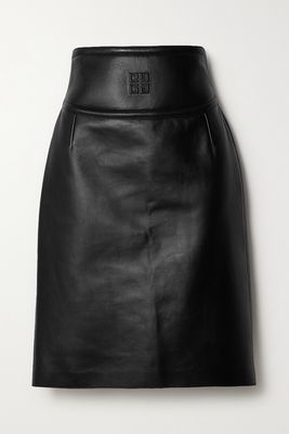 Givenchy - Cutout Embossed Leather Skirt - Black