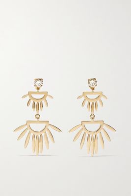Ileana Makri - Grass Palm 18-karat Gold Diamond Earrings - one size