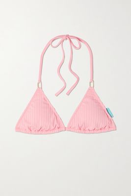 Melissa Odabash - Cancun Ribbed Triangle Halterneck Bikini Top - Pink