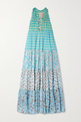 Yvonne S - Hippy Tiered Printed Cotton-voile Maxi Dress - Blue