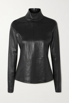 Bottega Veneta - Leather Turtleneck Top - Black