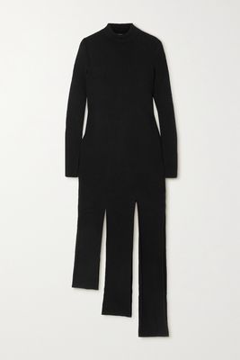 Bottega Veneta - Cutout Ribbed Wool-blend Midi Dress - Black