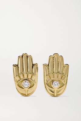 Brent Neale - Hamsa 18-karat Gold Diamond Earrings - one size