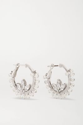 Maria Tash - Lotus Coronet 16mm 18-karat White Gold Diamond Hoop Earrings - one size