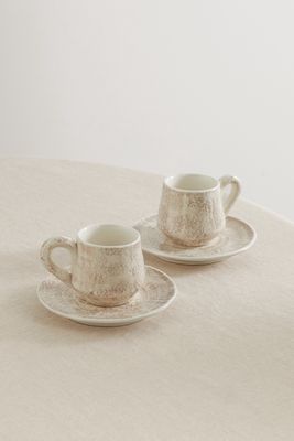 Brunello Cucinelli - Set Of Two Glazed Ceramic Mugs And Saucers - Neutrals