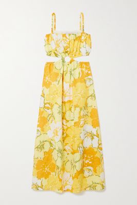 Faithfull The Brand - El Rio Cutout Floral-print Linen Maxi Dress - Yellow