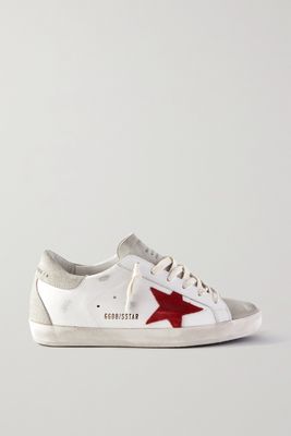 Golden Goose - Superstar Distressed Leather And Suede Sneakers - White
