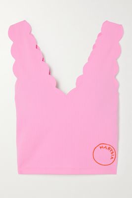 Marysia - Venus Scalloped Stretch-seersucker Top - Pink