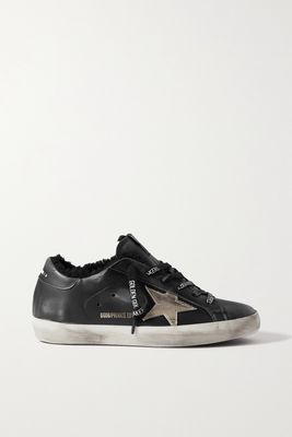 Golden Goose - Superstar Shearling-lined Distressed Leather Sneakers - Black