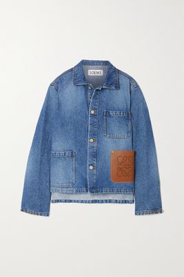 Loewe - Leather-trimmed Denim Jacket - Blue