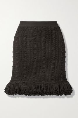 Bottega Veneta - Fringed Crocheted Cotton Mini Skirt - Brown