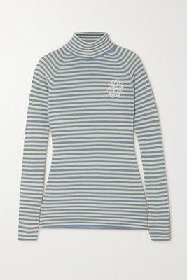 GANNI - Embroidered Striped Wool And Cashmere-blend Turtleneck Sweater - Cream