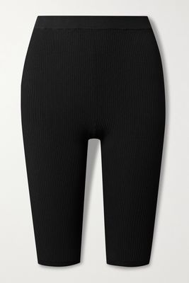 SAINT LAURENT - Ribbed Stretch-knit Shorts - Black