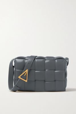 Bottega Veneta - Cassette Padded Intrecciato Leather Shoulder Bag - Gray