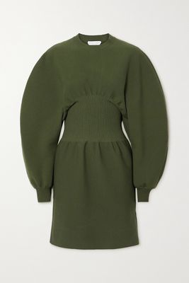 Bottega Veneta - Ribbed Wool-blend Mini Dress - Green