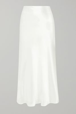 Galvan - Valletta Satin Midi Skirt - White