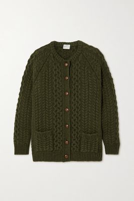 Giuliva Heritage - The Heidi Cable-knit Wool Cardigan - Green