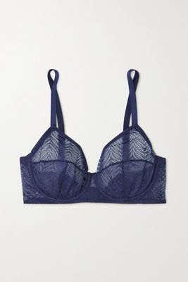 ELSE - Pampas Lace Underwired Bra - Blue