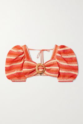 PatBO - Cropped Striped Crocheted Top - Orange