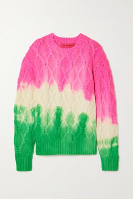 The Elder Statesman - Oversized Tie-dyed Cable-knit Cashmere Sweater - Pink