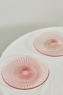 Luisa Beccaria - Set Of Two 26cm Glass Dinner Plates - Pink