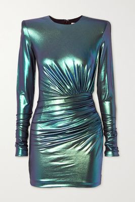 Alexandre Vauthier - Gathered Iridescent Stretch-jersey Mini Dress - Blue