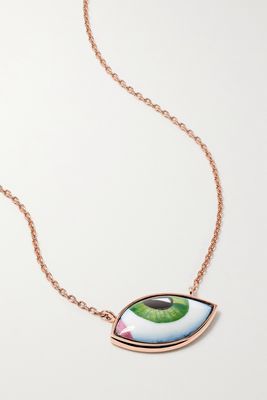 Lito - Petit Vert 14-karat Rose Gold And Enamel Necklace - one size