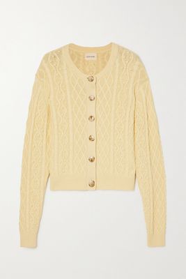 LOULOU STUDIO - Vilm Cable-knit Silk-blend Cardigan - Yellow
