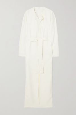 The Row - Paycen Belted Stretch-cady Coat - Off-white