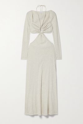 Rosetta Getty - Cutout Ruched Cotton-jersey Maxi Dress - Gray